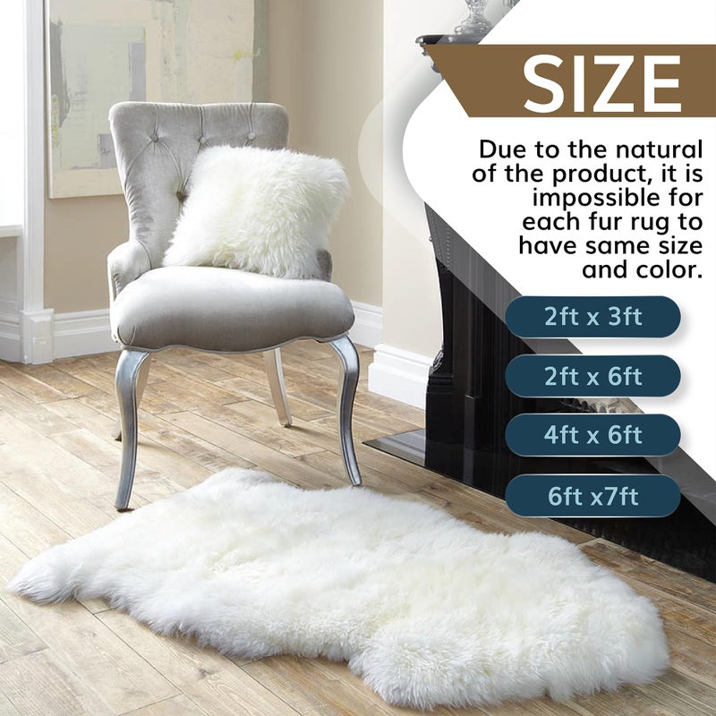 WaySoft New Zealand Sheepskin Area Rug â€“ Genuine Fluffy Wool, Multiple Sizes, Bedroom or Living Room Decor(2ft x 3ft,Ivory) - Image 4